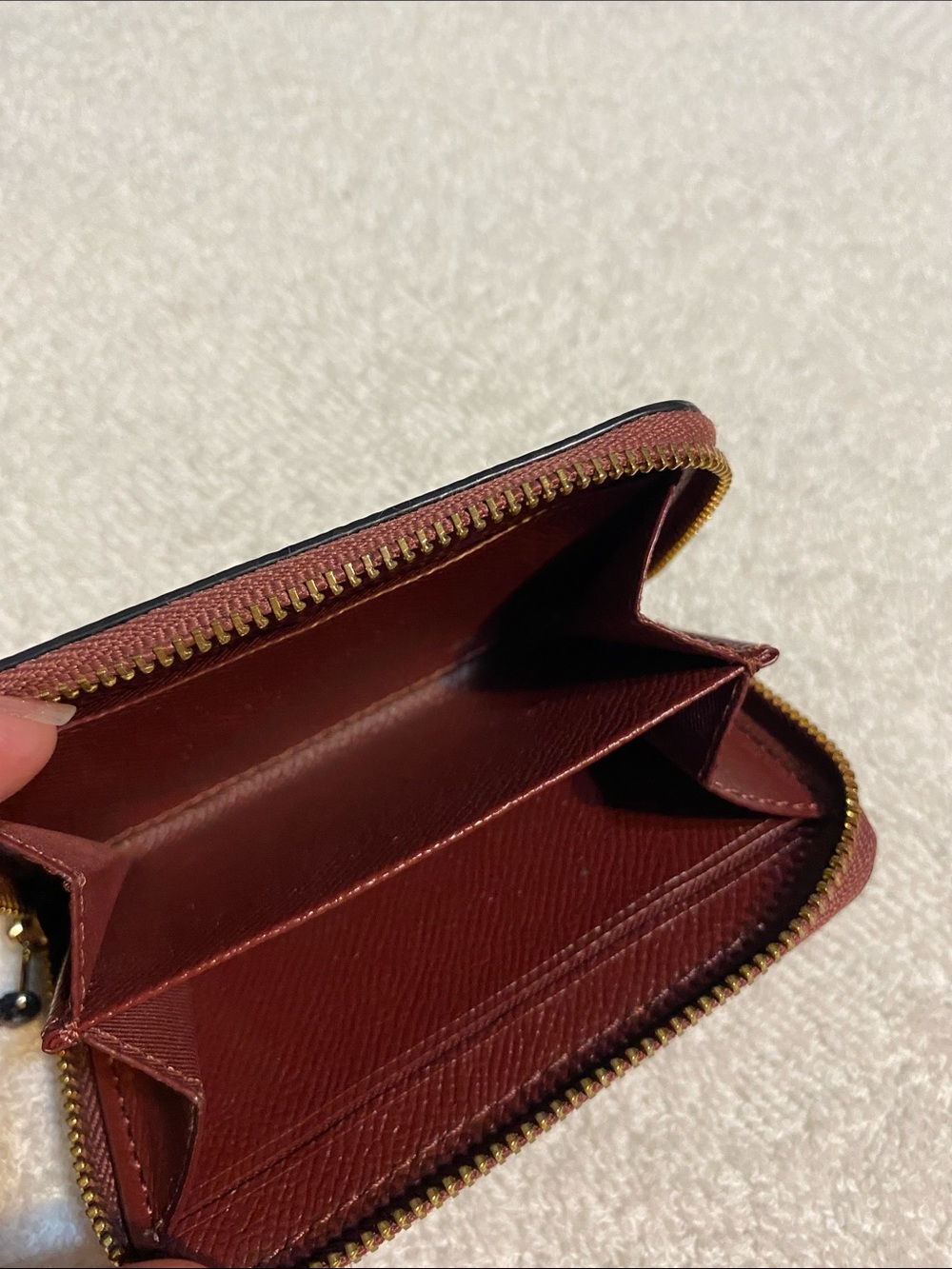 Coach Metallic Wine Zip Card Case Wallet - Picture 6 of 8